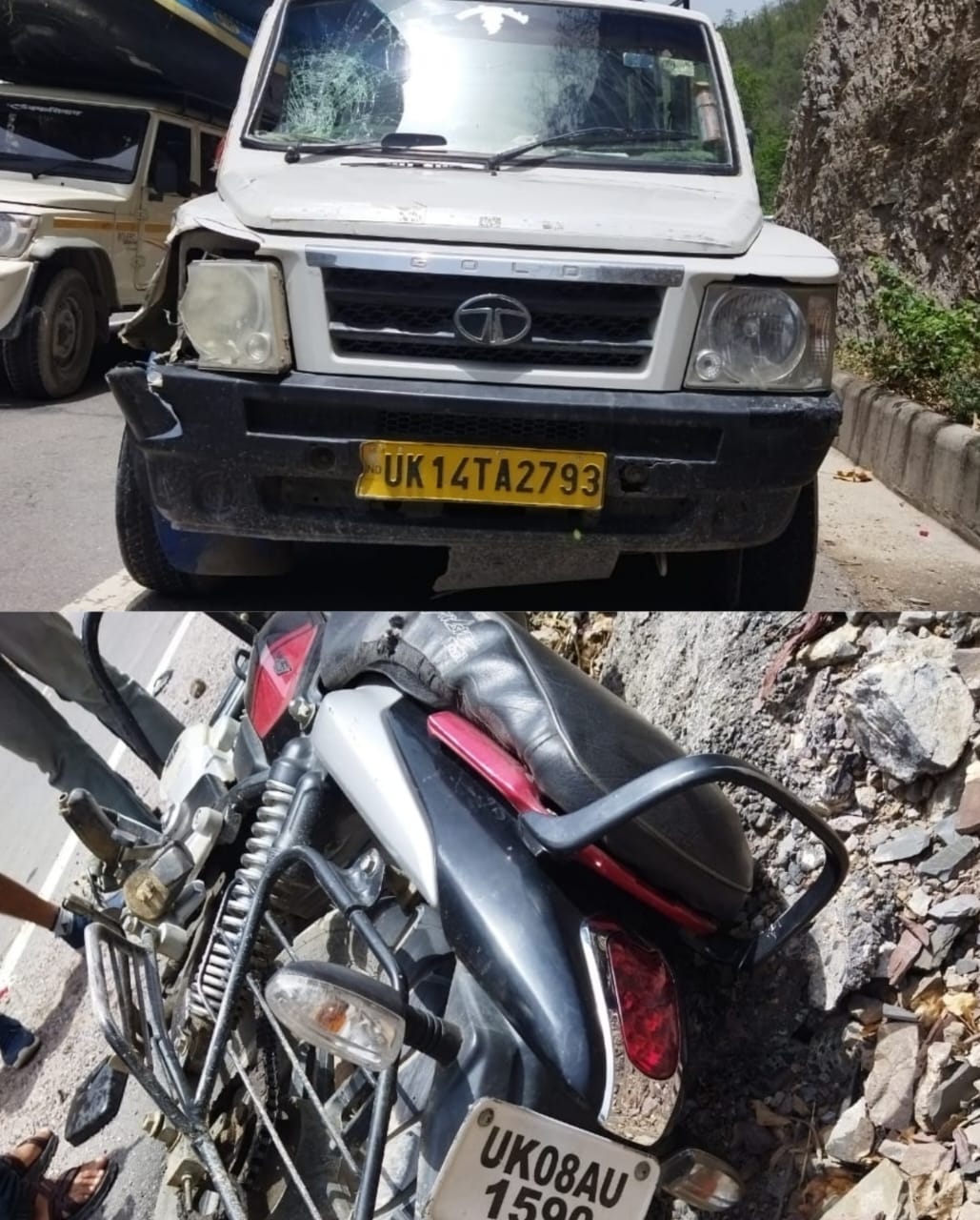 शिवपुरी चौकी क्षेत्र के कलथरी मुख्य सड़क पर टाटा सुमो एवं मोटरसाइकिल सवार की हुई भिड़ंत मोटरसाइकिल सवार गंभीर रूप से घायल